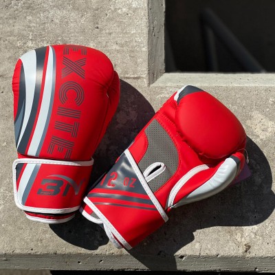 Боксерские перчатки BN fight excite бело-красные в наличии в магазине Сайд-Степ