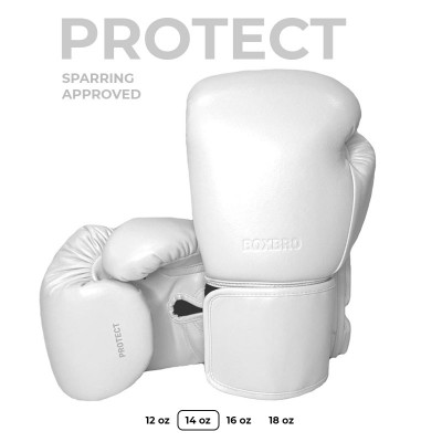 Боксерские перчатки BOXBRO protect белые 14 oz в наличии в магазине Сайд-Степ