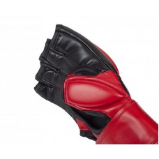Перчатки ММА Clinch combat черно-красные (кожа)
