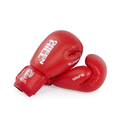 Боксерские перчатки Green Hill super c лого ФБР красные (кожа) в наличии в магазине Сайд-Степ