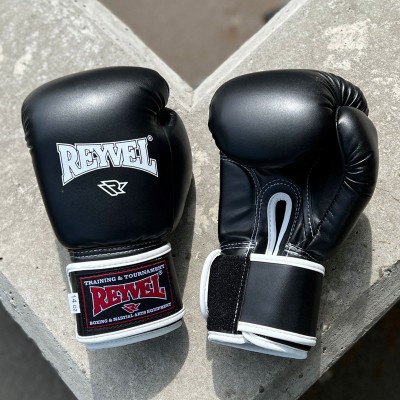 Боксерские перчатки Reyvel черные - Сайд-Степ магазин спортивной экипировки