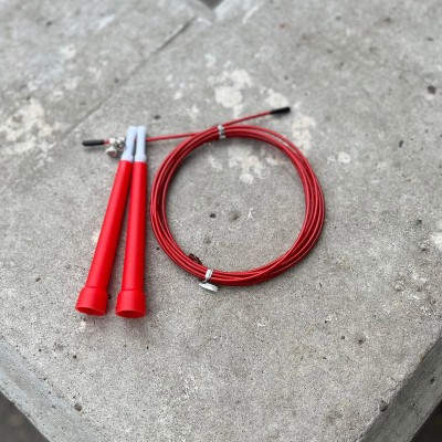 Скакалка скоростная красная (пластик. ручки) | Сайд-Степ