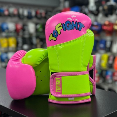 Детские боксерские перчатки TOFIGHT 2.0 розово-зеленые в наличии в магазине Сайд-Степ